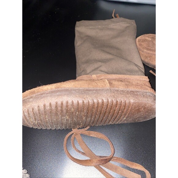 STEGER Mukluks Brown Moosehide Canvas Winter Snow 17" Tall Boots Sz 8 (Women's) - Picture 5 of 6